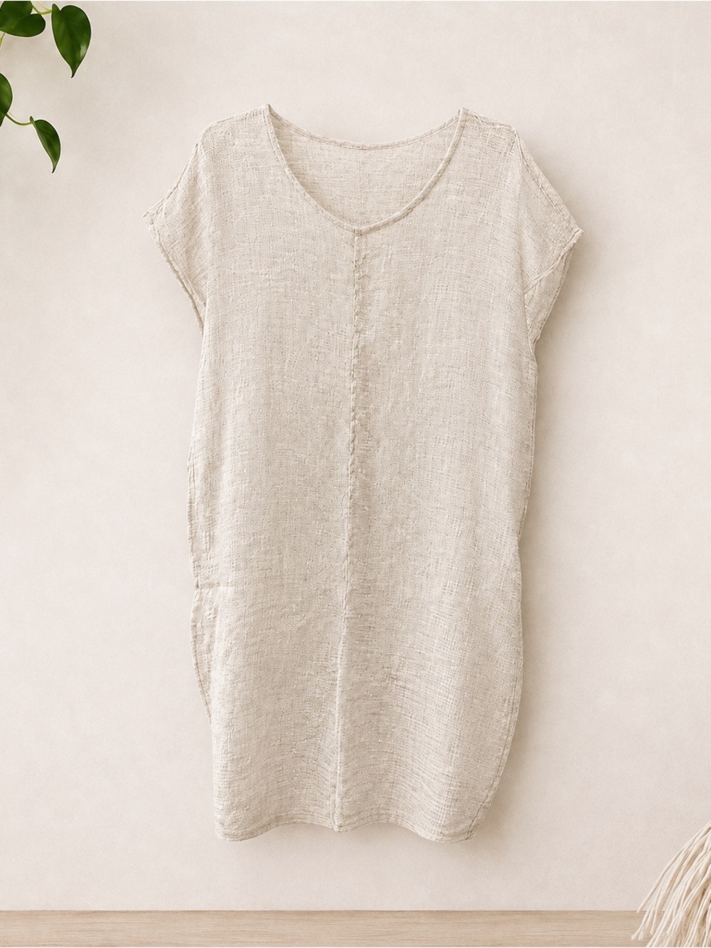 Flax Linen & Cotton Natural Fabric Tunic - Off White